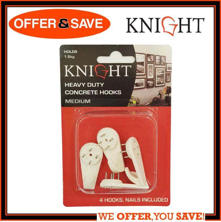 KNIGHT Heavy Duty Concrete Hook / Wall Hook Medium 4pcs 12321