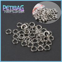 PETIBAG 100PCS แบบพกพา ไลน์แทคเคิล ทนทาน คุณภาพสูง แหวนแยกตกปลา ปลา Connector สแตนเลส สแน็ปหมุน