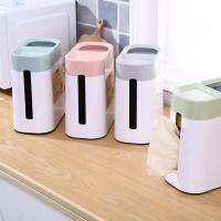 Nordic Style Tissue Box With Desktop Trash Can Two In One Tissue Storage Bucket Desktop Trash Storage Bin Office Tissue Box