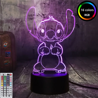 Cartoon Stitch Figurine 3D LED Light Children LED Night Light USB LED Table Lamp for Bedroom Decoration Chirstmas Gift