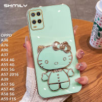 เคสโทรศัพท์สำหรับ OPPO A36 A76 A96 A54 A37ไฟฟ้า4G A55 4G A55 5G A57 A57 5G A57 4G A58 5G เคสโทรศัพท์ A59ดีลักซ์ลูกแมว KT น่ารักแฟชั่นตัวยึดกระจกเครื่องสำอาง