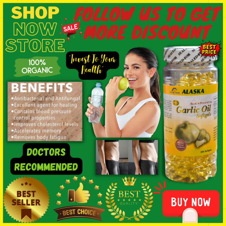 🧄🧄 Original and Authentic Alaska Garlic Oil 1500mg 200 Soft gel Softgel Capsules BIG Authentic