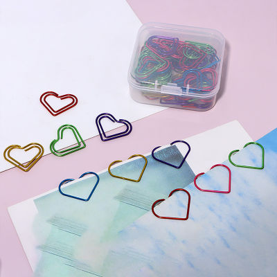 50 Pieces Multicolor Heart Shaped Love Paperclips Metal Paper Clips School Office Supplies 50 Pieces