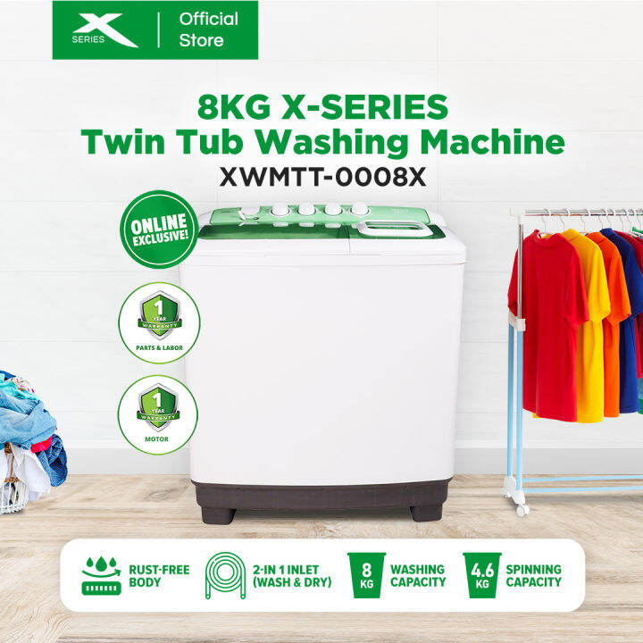 XSERIES Twin Tub Wash and Dry Washing Machine 8KG Washer 4.6KG Spin