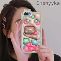 เคส Chenyyka สำหรับ OPPO A3s A5 A12E 2018 Realme Realme C1 2ชิ้นเคสลายการ์ตูน3D หมีน้อยน่ารักซิลิโคนโปร่งใสเคสมือถือสร้างสรรค์น่ารักมอนสเตอร์ตัวน้อยป้องกันเลนส์กล้องถ่ายรูปเคสใสกันกระแทก