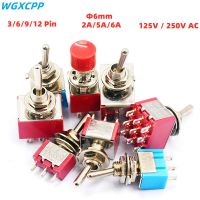 1 PCS mini Toggle Switches 3/6/9/12Pin Red 2/3 Position DPDT 6A/125V-2A/250V AC MTS Series Push Button Switch Rocker Switch