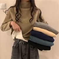 2022 new winter half high collar with velvet thickening grinding MAO render unlined upper garment to take female T-shirt coat of cultivate ones morality in western style ✑❁