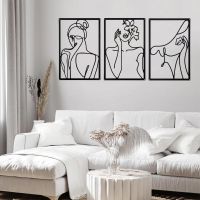 Woman Face Silhouette Iron Wall Hanging Decor Abstract Line Ornament Beautiful Painting for Living Room Bedroom Home Art Decor