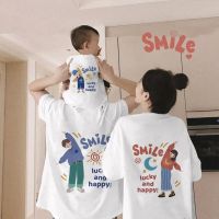 (KTL)2023 Cartoon T-shirt Mom Dad and Me Family Look Matching Outfits Father Daughter Son Clothes Kids Clothes Father Baby Outfits