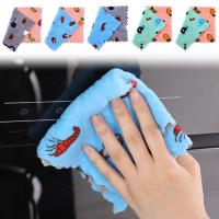 5pc Random Style Dishcloth Strong Water Absorption Towel Cartoon Dishes Printed For Wash Off Wipe U3H4