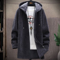 Winter Long Cardigan Sweater Men Fleece Winter Jacket Mens Slim Sweaters Hooded Sweater Thick Warm Coat Mens Warm Clothing