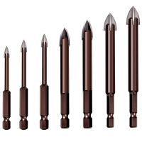 Universal Drilling Tool, Drill Tap Bits Set,Multifunctional Cross Alloy Drill Bit Tip Tool,Masonry Drill Bit,(7PCS)