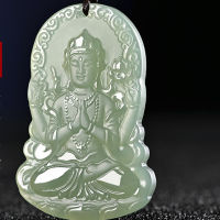 Boutique Xinjiang Hotan Jade Pendant Guanyin Bodhisattva Mens Double sided Lotus Guanyin Simulation Jade Pendant Simulation Jade QO3Z