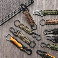 คาราบิเนอร์ช่วยชีวิต Paracord ภายนอกเชือกผูกถักหัวเข็มขัดพวงกุญแจแคมป์ตะขอปีนเขา