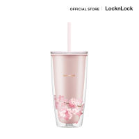 LocknLock - แก้วน้ำดื่มลายดอกซากุระ 750 มล. รุ่น HAP509 สีชมพู