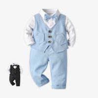 [COD] Foreign trade childrens wholesale first-hand source of British long-sleeved three-piece clothes baby spring and autumn boy suits