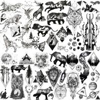 hot！【DT】□✌  Fake Temporary Tattoos Sticker Men Wolf Outer Tatoo Decal Kids