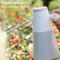 1400ML Electric Plant Watering Can Automatic Water Sprayer Electric Watering Can with Wooden Handle/Adjustable Nozzle