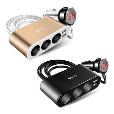 Survival kits 12V-24V Car lighter Socket Splitter Plug Dual USB Charger Plug Adapter Port 3 Way Auto For Navigators Phone Survival kits