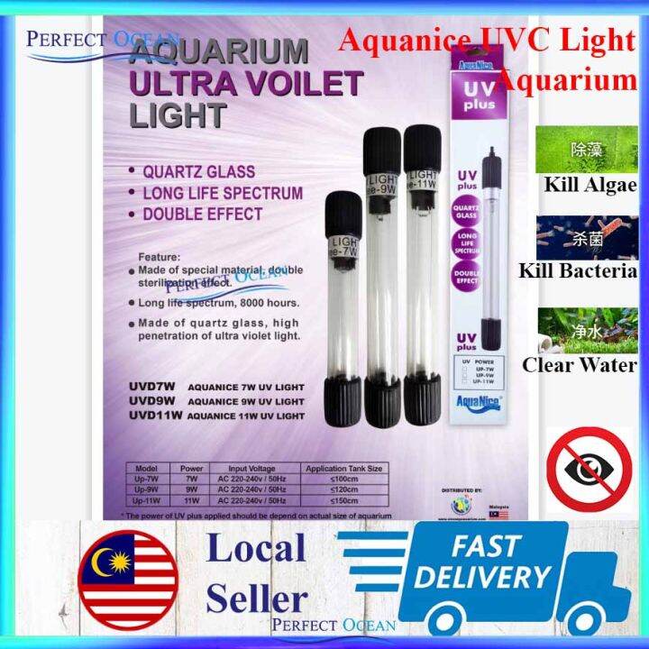 Aquanice UV Light Submersible Aquarium Ultraviolet Tank Algae Sterilizer Air Hijau 🌊READY STOCK🌊
