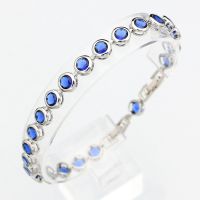 925 Sterling Silver Slim celet for Women Blue Stone Zircon 18cm+2cm Extension celet Two Buttons Free Gift Box