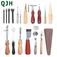 Professional Leather Craft Tool Kit Hand Sewing Stitching Punch Kit Slotting Polishing Rod Awl Accessories DIY Tool Kit