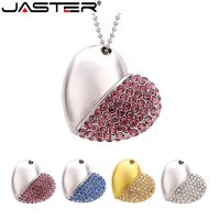 JASTER hot selling crystal Heart-shaped USB 2.0 thumb drive External Storage 4GB 16GB 32GB 64GB External Storage free shipping