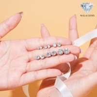 ต่างหูเพชรสวิส CZ แท้ 100% แบรนด์ Malai Gems ต่างหูเพชรกลม ต่างหูแพ้ง่าย ไม่คัน