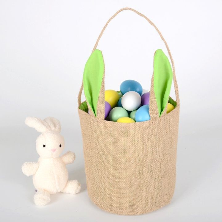 package-ear-gift-for-bags-basket-bag-goodie-snack-rabbit-easter-party-portable-jute-round