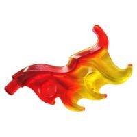 Lego part (ชิ้นส่วนเลโก้) No.18394 Wave Rounded Wing Shaped with Bar (Flame) with Marbled Trans-Yellow Pattern