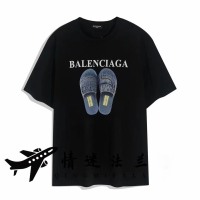 【New】Balen ciaga พิมพ์ลายดอกไม้ เสื้อยืด คอกลม แขนสั้น ผ้าฝ้าย พิมพ์ลายตัวอักษร