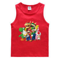 Mario Bros 2-9Y ฤดูร้อน Tank Top สำหรับสาวเด็กใหม่ Casual Bottoming เสื้อแขนกุดผ้าฝ้ายดูดซับเหงื่อกีฬา Tanks