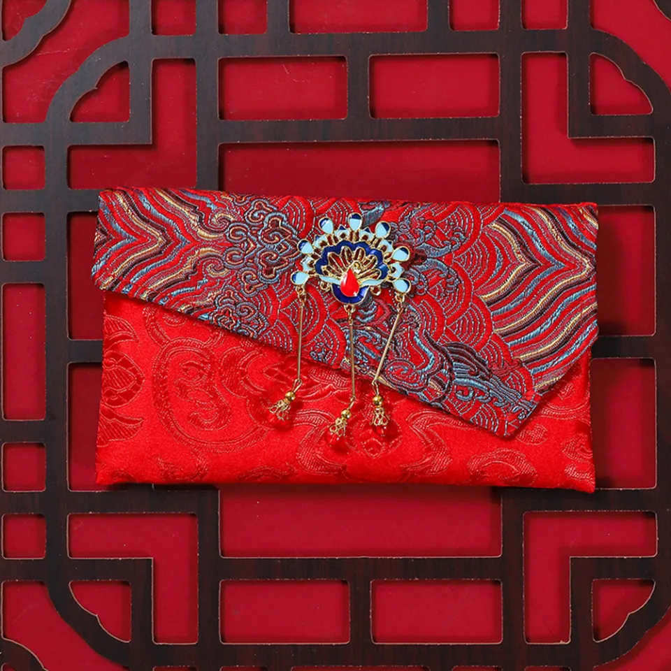 Brocade Red Envelope Embroidery Design Lucky Money Bag Chinese