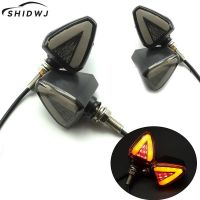 ◙✸ For Scooter Accessories 12V Dual Color Directional Light 2PCS Motorcycle LED Turn Signal Stereo Triangle Lamps Brake Lights