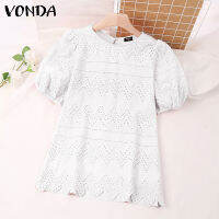 (จัดส่งฟรี)Fancystyle VONDA เสื้อสวมหัวคอกลมอเนกประสงค์สำหรับวันหยุดเสื้อปลายแขนบาน #2สีพื้นกลวงสำหรับผู้หญิง