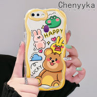 เคส Chenyyka สำหรับ OPPO F9 F9 Pro U1 Realme A7x 2 Pro เคสโทรศัพท์โปร่งใสหมีตุ๊กตาการ์ตูนน่ารักลูกคลื่นเนื้อครีมใหม่ซิลิโคนนิ่มเคสกันกระแทกป้องกันเลนส์กล้องเคสใส