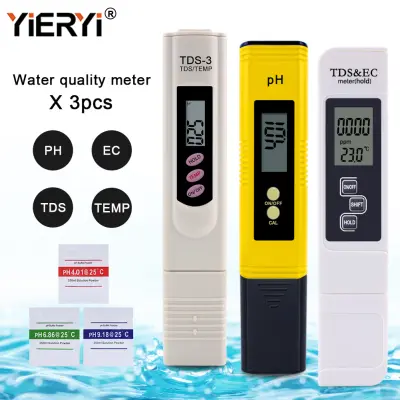 Yieryi ปรับปรุง 1 ชิ้น PH Meter + 1 ชิ้น TDS และ TEMP METER + 1 ชิ้น TDS และ EC Meter ทดสอบคุณภาพน้ำปากกา