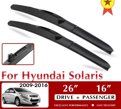 For Car Wiper Blade 26 quot; 16 quot; For Hyundai Solaris 2009 2010 2016 Year Auto Soft Rubber Windcreen Wipers Blades Car Accessories