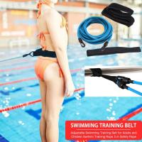 เข็มขัดฝึกว่ายน้ำแบบปรับได้ Swim Bungee Cords Resistance Bands Swim Tether Stationary Harness Static Swimming Belt Set