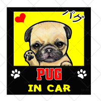 AJ41 Pug in Car สติ๊กเกอร์ สุนัข หมา สติกเกอร์ การ์ตูน สั่งทำ สติ๊กเกอร์ติดรถ กันน้ำ ไวนิล สติ๊กเกอร์ติดรถยนต์ แต่งรถ