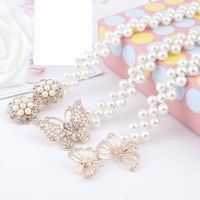 Elegant Rhinestone Pearls Waist Belt For Women Dress Decoration Waistbands Elastic Buckle Faux Pearl Beaded Girdle For Female