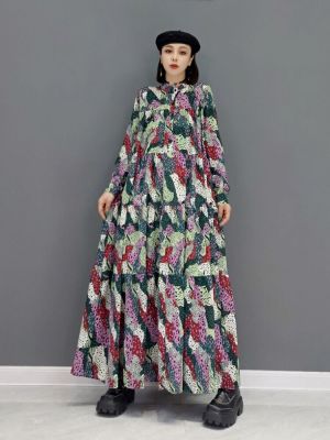 XITAO Dress Women Loose Long Sleeve Casual Print Dress