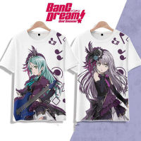 อนิเมะ BanG Dream! Roselia คอสเพลย์เครื่องแต่งกาย3D พิมพ์เสื้อยืดและกางเกงขาสั้นลำลองแขนสั้น Sportwear Streetwear Beach Suit