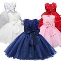 Toddler Kids 1st Birthday Princess Dress Flower Girls White Dress for Wedding Sleeveless Sequin Party Prom Short Babys Dresses