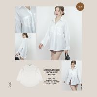 SLYQ BASIC OVERSIZED RAYON SHIRT เสื้อเชิ้ตแขนยาวโอเวอร์ไซส์เบสิคสีขาวออฟไวท์