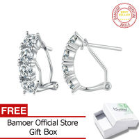 BAMOER D 2.4CT VVS1เพชรโมอิสสำหรับผู้หญิงต่างหูแบบห่วงสำหรับเครื่องประดับวันวาเลนไทน์925เงินสเตอร์ลิงห่วงหู MSE014