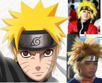 Lemon yellow to the modelling of head naruto cosplay wig yellow wool high temperature silk