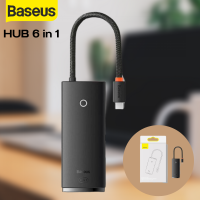 Baseus 6 in 1 Type C HUB USB อะแดปเตอร์ อุปกรณ์สำหรับเชื่อมต่อคอมและPC อุปกรณ์เสริมคอมพิวเตอร์