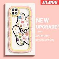 JIUMOO เคสสำหรับ OPPO ดีไซน์ใหม่ A15 A35 A15s 4G เคสลายการ์ตูนดอกไม้กระต่ายโคโลเรียกันกระแทกแบบใสนิ่มเคสมือถือโปร่งใสลายกล้องถ่ายรูปที่สร้างสรรค์เคสซิลิกาเจลป้องกัน