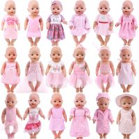 Cute Pink Bow Dress Clothes For Baby 43Cm amp; 18 Inch American Doll GirlsOur GenerationBaby New Born AccessoriesGift For Girls